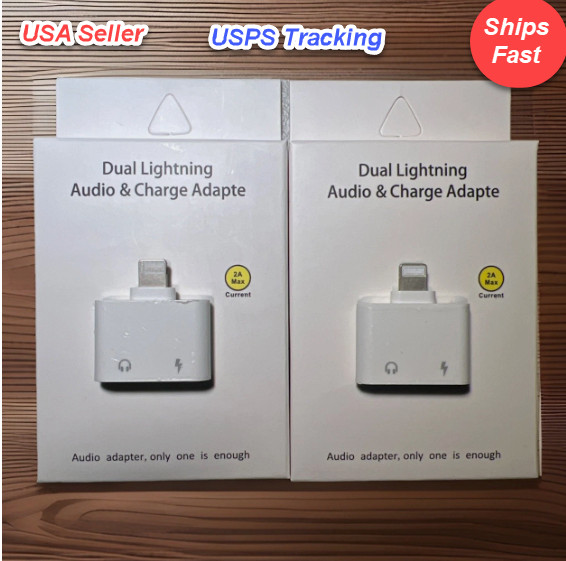 2 in 1 Adapter Headphone Jack Splitter Audio For iPhone 2-PACK!