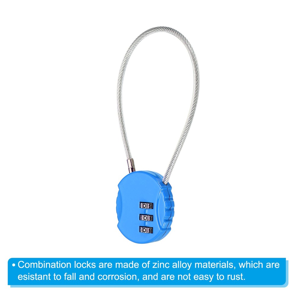 Small Combination Lock 7.8 Inch, 2 Pack 3 Digit Padlock for Locker, Bright Blue