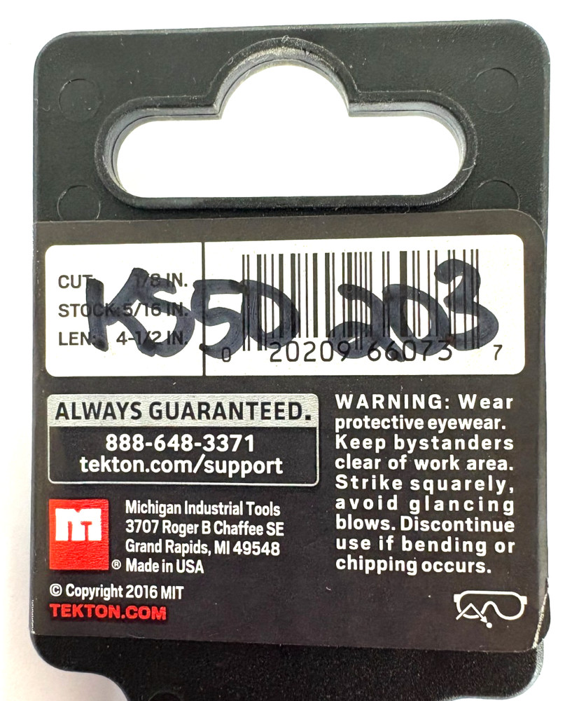 1/8" TEKTON 66073 SOLID PUNCH 4-1/2" LONG USA