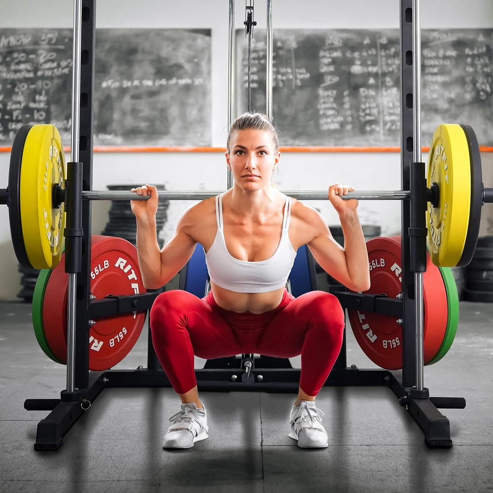 Versatile Smith Machine Power Rack with Lat Pulldown & Attachments