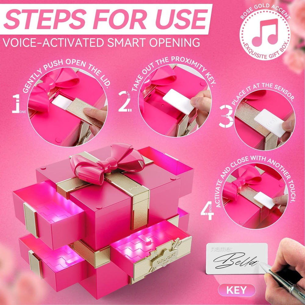 Pink Gift Boxes Bows Glitter Accents Decorative Present Packaging Party