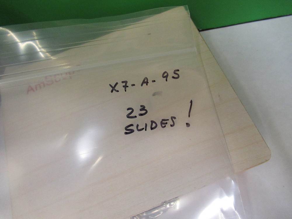 PREPARED 23 SLIDES SPECIMEN SAMPLES AMSCOPE MICROSCOPE PART AS PICTURED X7-A-95