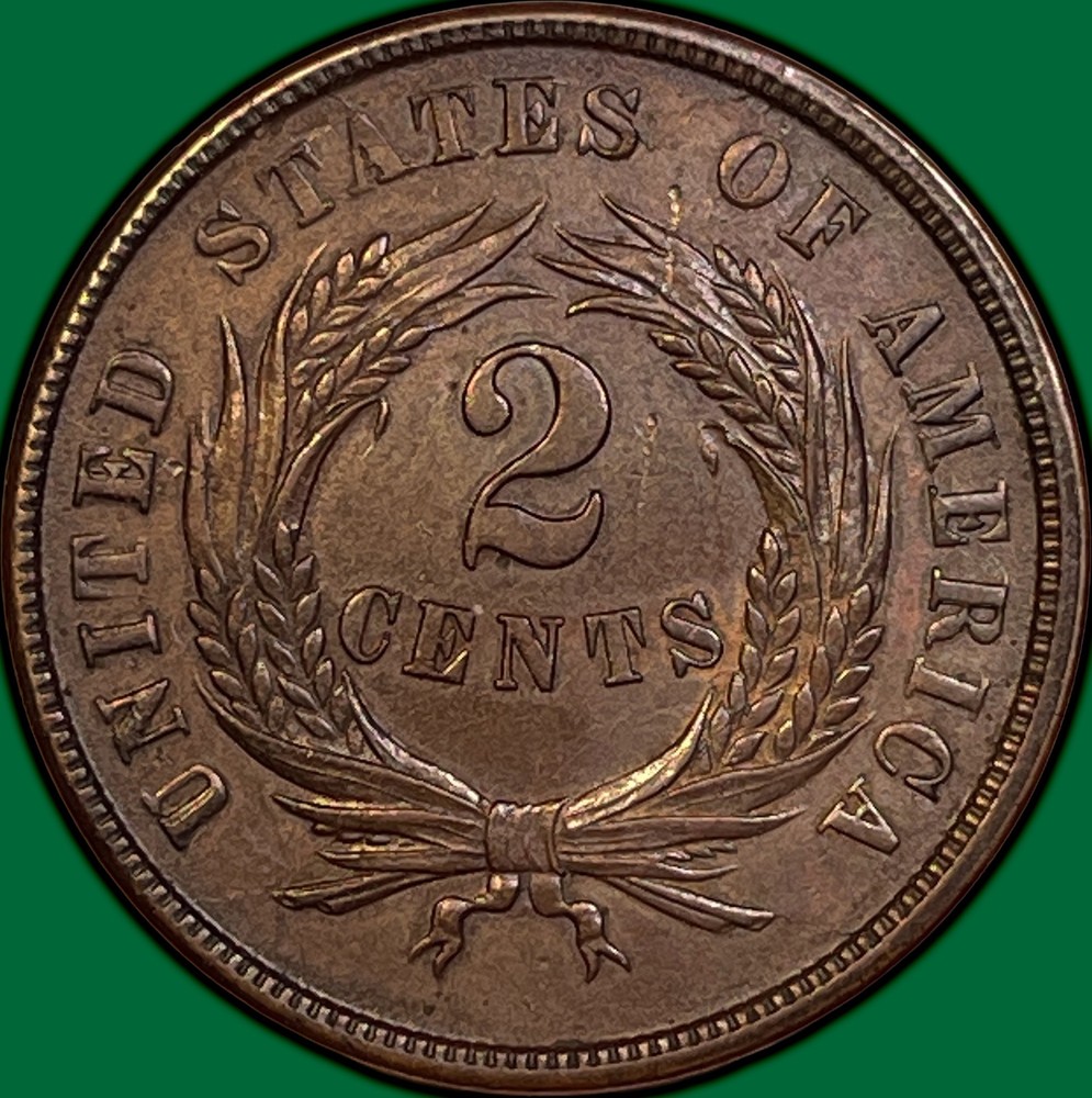 1864 Two Cent Piece Uncirculated UNC Coin #36041