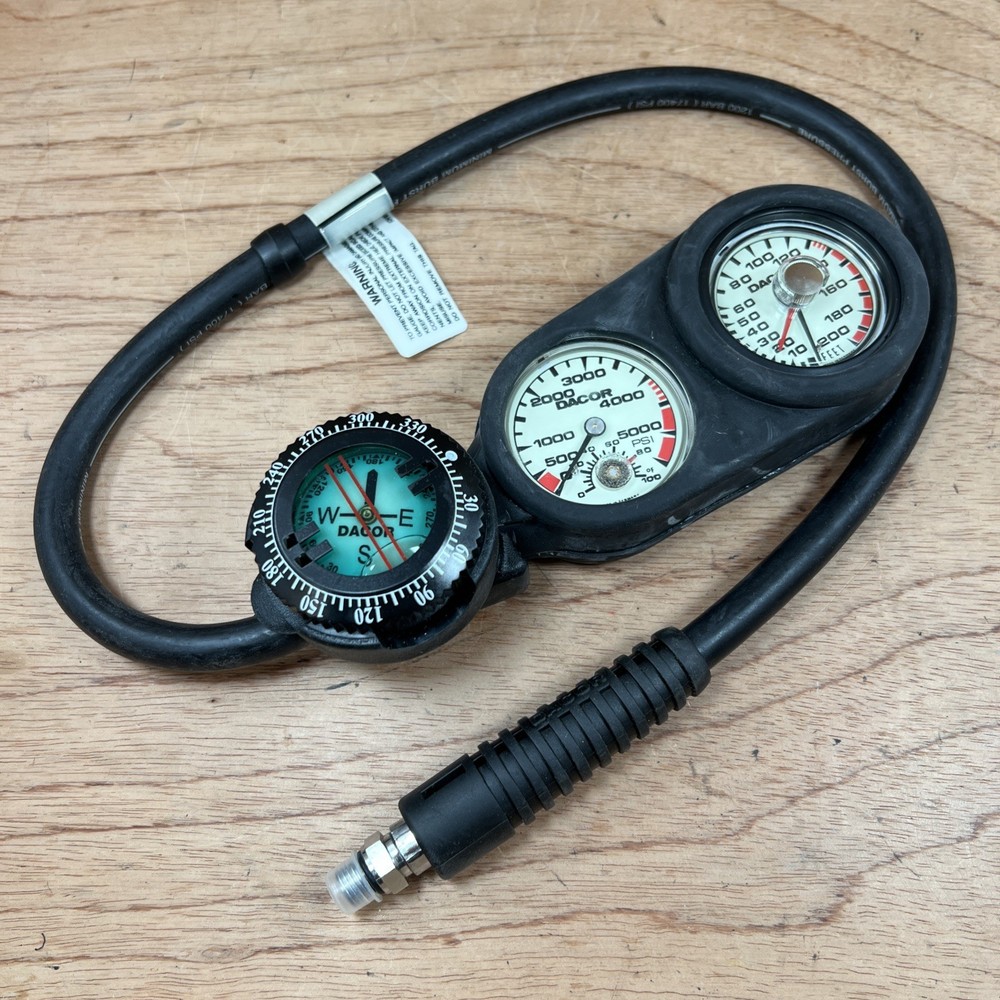 Dacor Console Gauge Analog - Depth 200 FT - 5000 PSI Compass