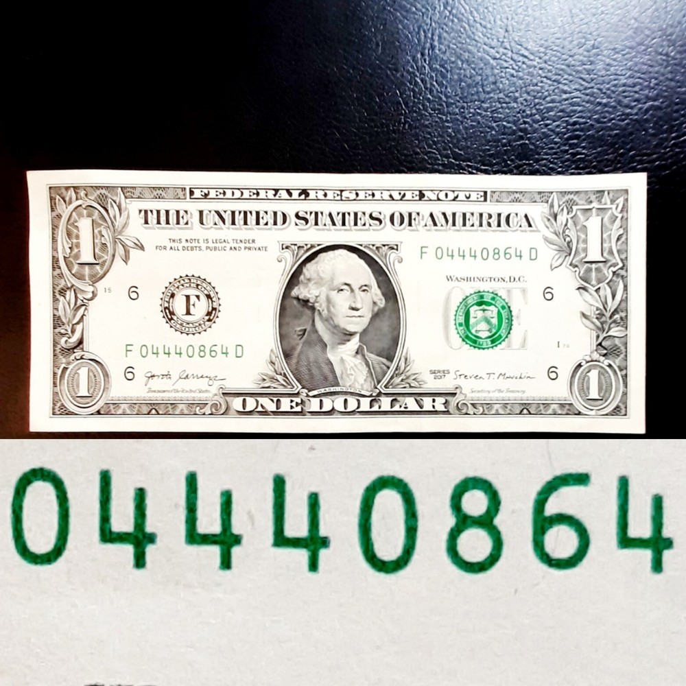 $1 Fancy serial number note 04440 865