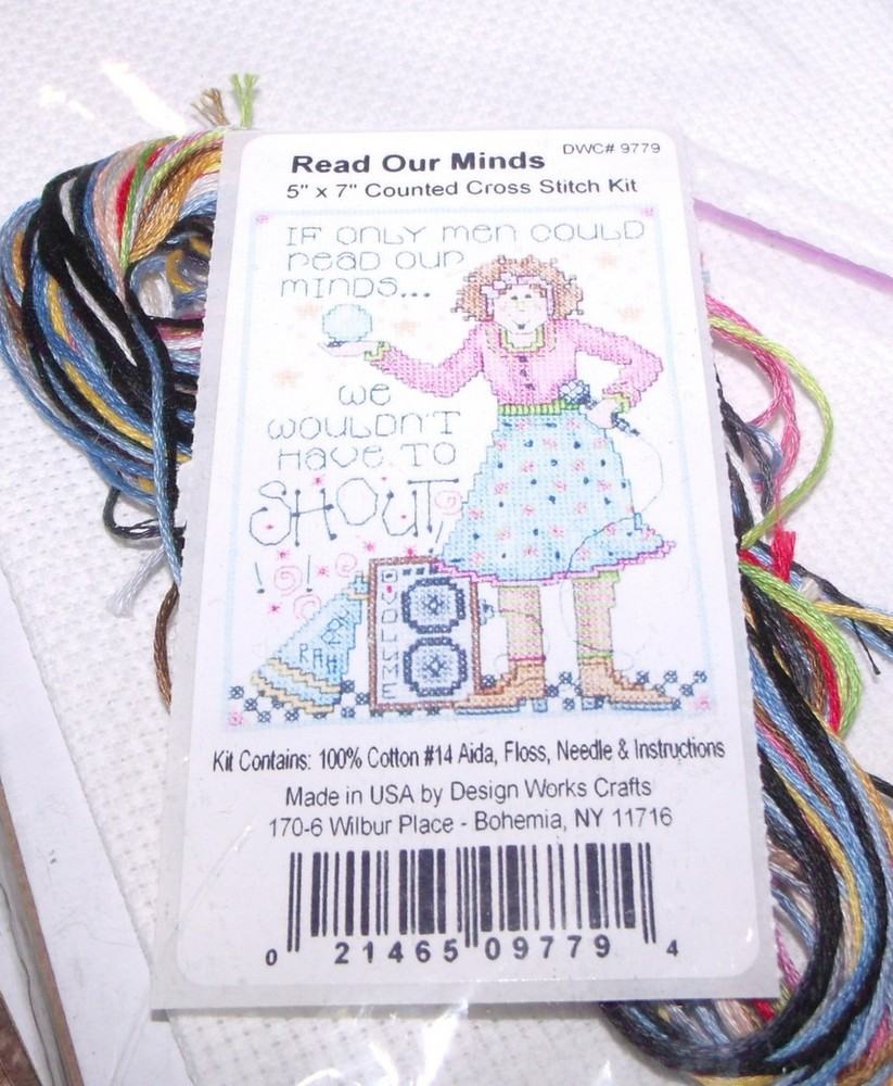 Design Works IF MEN COULD READ OUR MINDS  Counted CS Kit  5" x 7"