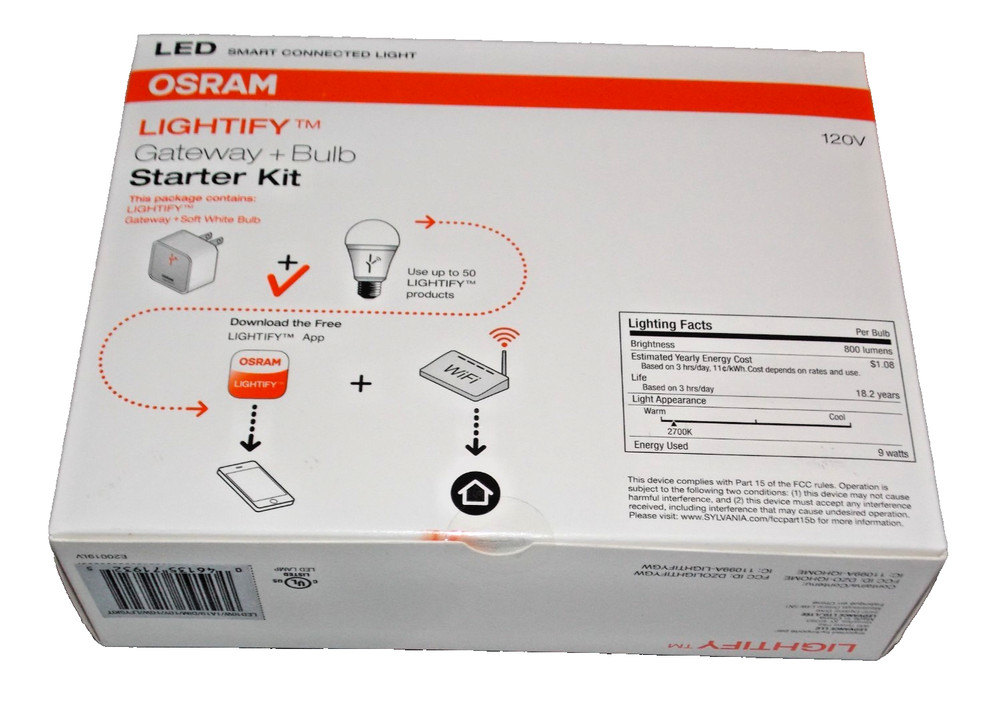 Sylvania OSRAM Lightify LED Smart Connected Light Gateway+Bulb Starter Kit