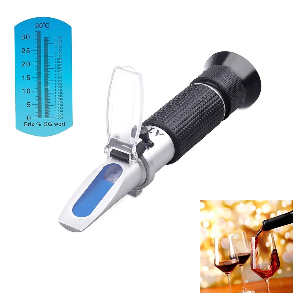 Brix Refractometer with ATC - Portable Digital Refractometer, Black