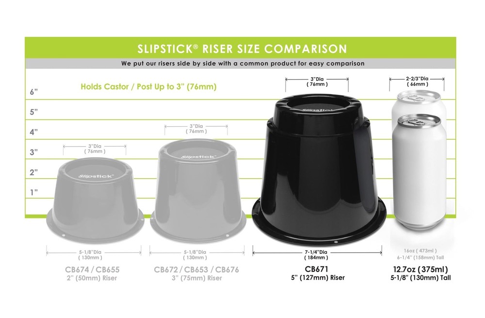 5" Bed Risers, Steel Reinforced, 2,640 lbs Support, Stackable, 4 Pack, Black