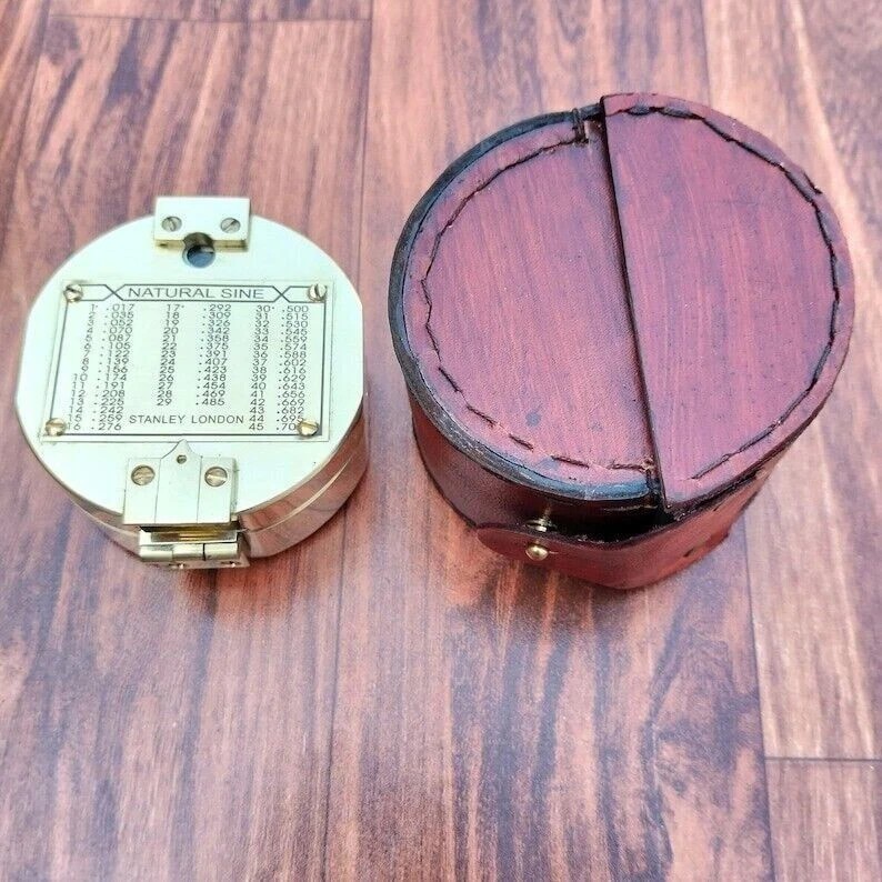 Compass 100% Working Brass Brunton Pocket Transit Compass With Leather Case