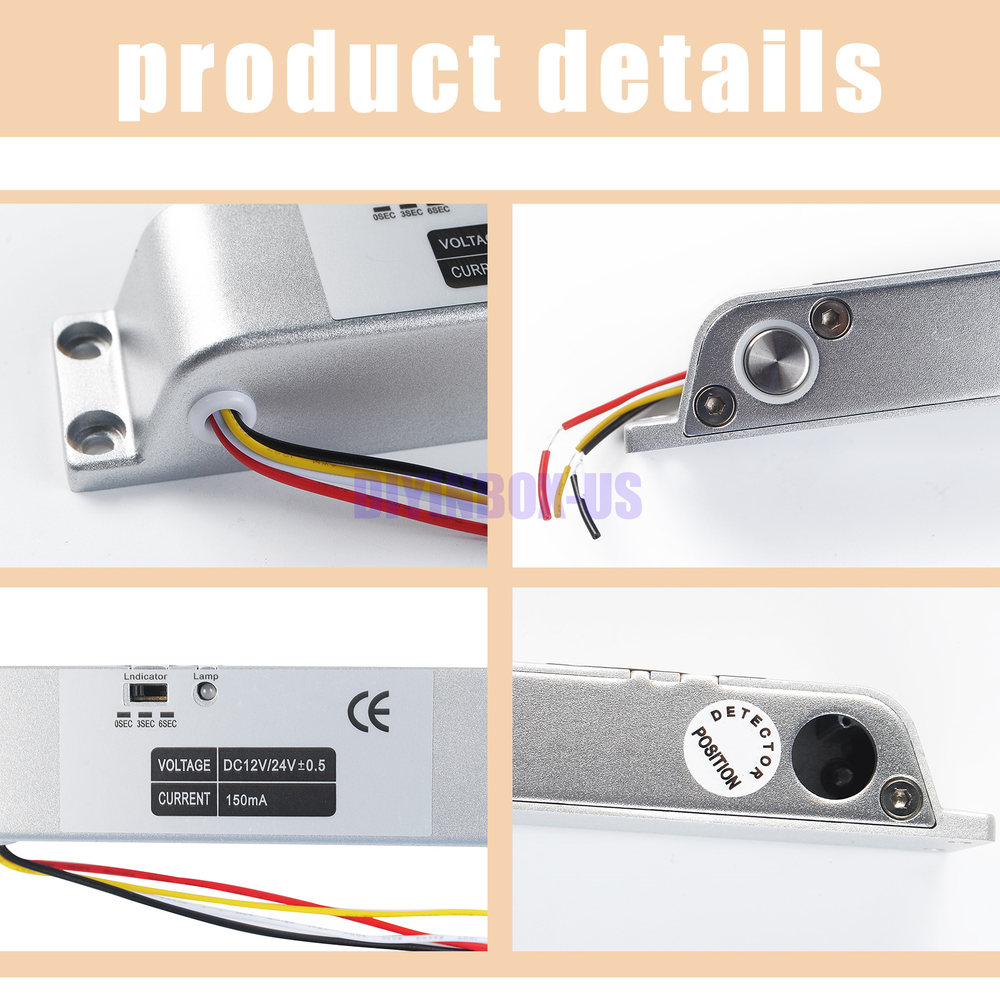 DC12V Fail Safe NC Electric Drop Bolt Lock Access Control Electronic Mortise Doo