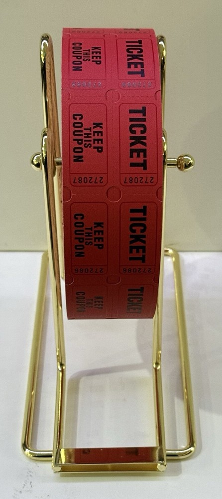 Raffle Ticket Dispenser/ 1pc. Brass Plated Ticket Holder W/ Multiple Rolls