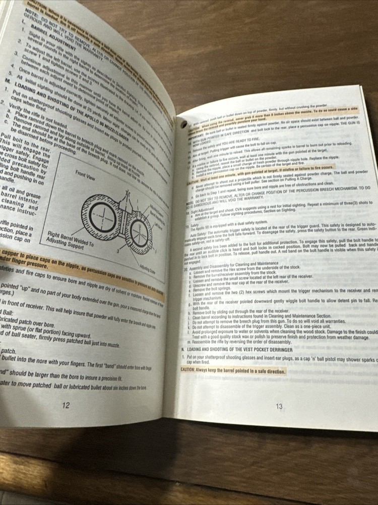 Vintage Original 1992 CVA Muzzleloader Owners Manual
