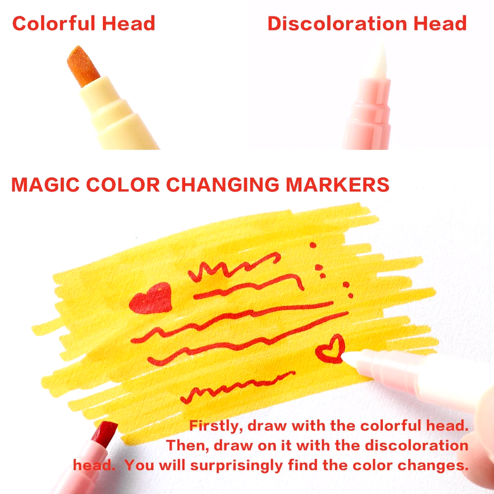 12pcs Double-ended Magic Color Changing Highlighter Pen Set