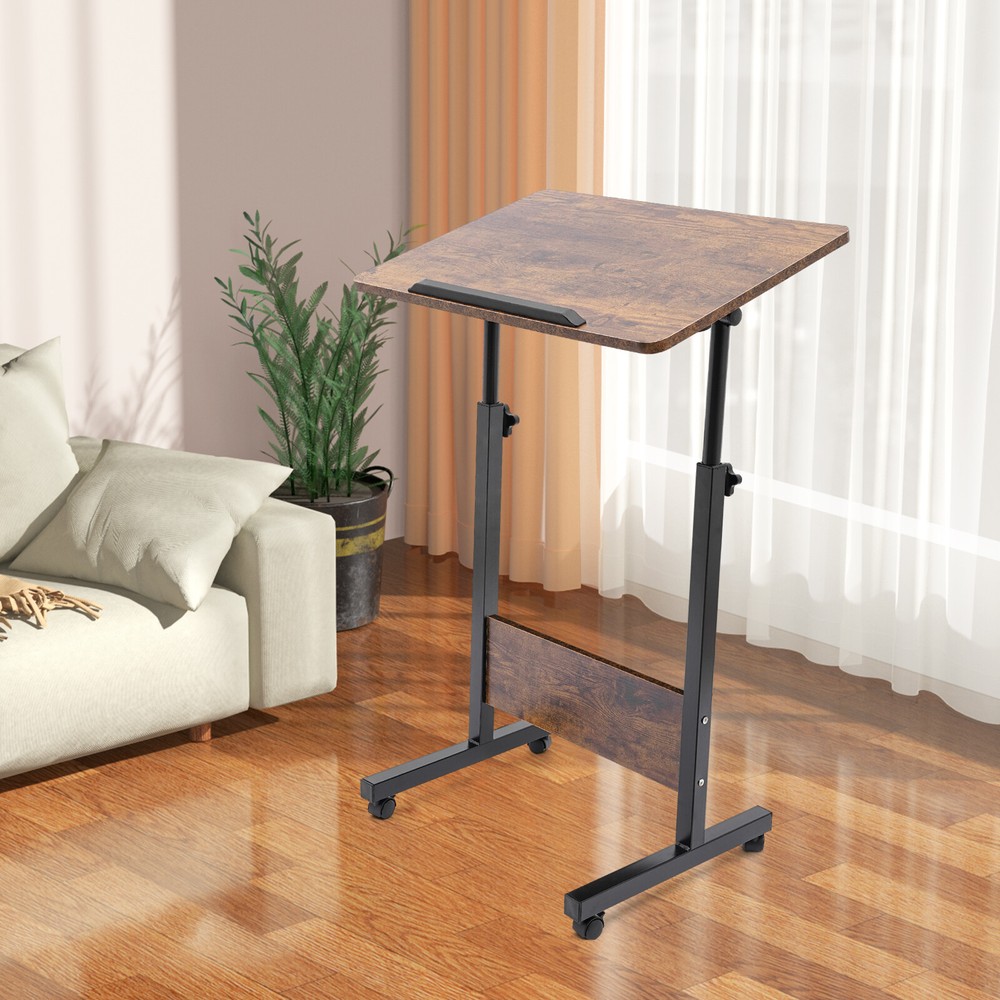 Adjustable Height Standing Desk Portable Rolling Computer Stand with 4 wheels