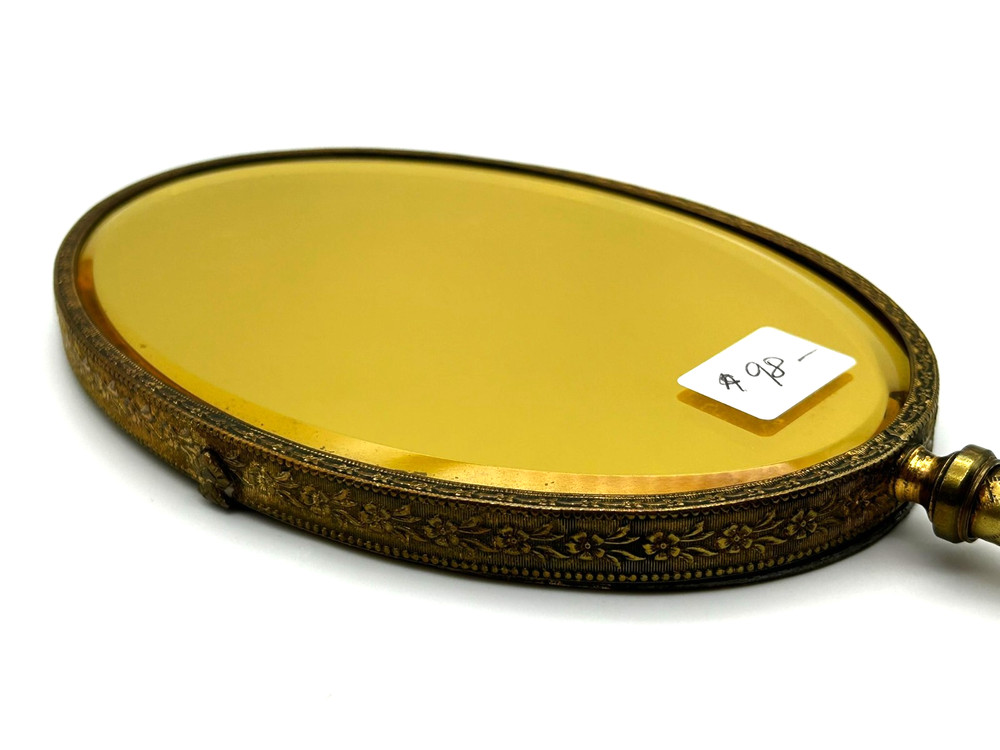 Antique Brass Handheld Vanity Mirror