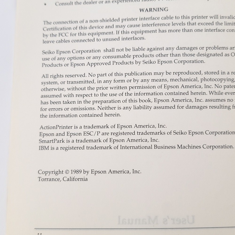 Epson Action Printer 4000 Users Manual + Epson Application Notes