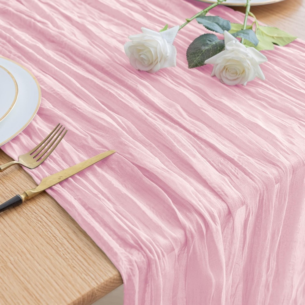 Cheesecloth Table Runner Spring Easter 120 Inches Blushing Pink
