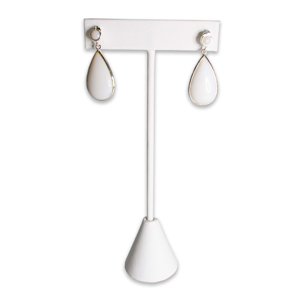 White Leatherette Earring T Shape Display Stands