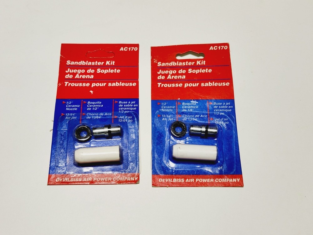 Devilbiss AC170 Ceramic Sandblast Nozzle & Air Jet Kit 2PK
