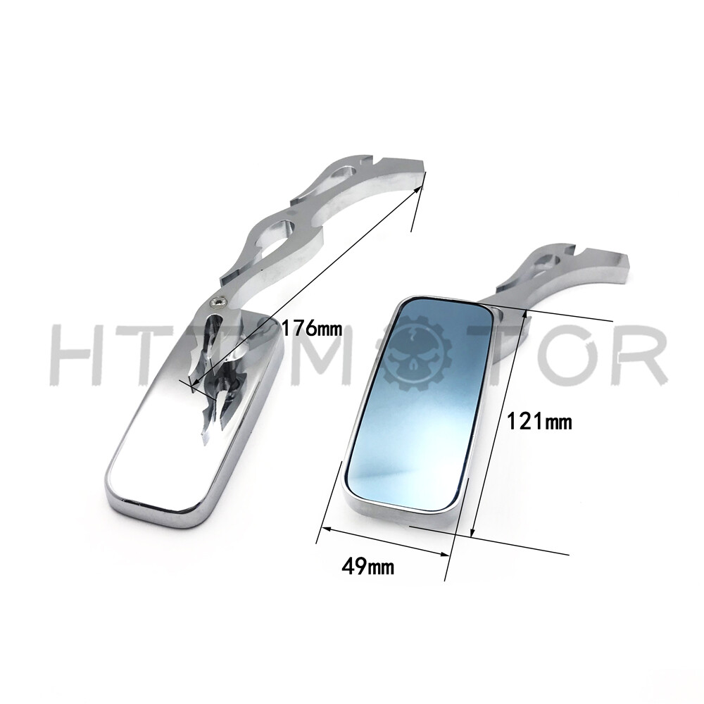 Set Chrome Side Rear View Mirrors Universal Right Left Turn 8mm 10mm Adapters