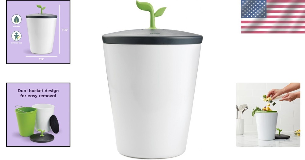 Countertop Compost Bin 3L Ceramic Odor Free Modern Kitchen EcoCrock