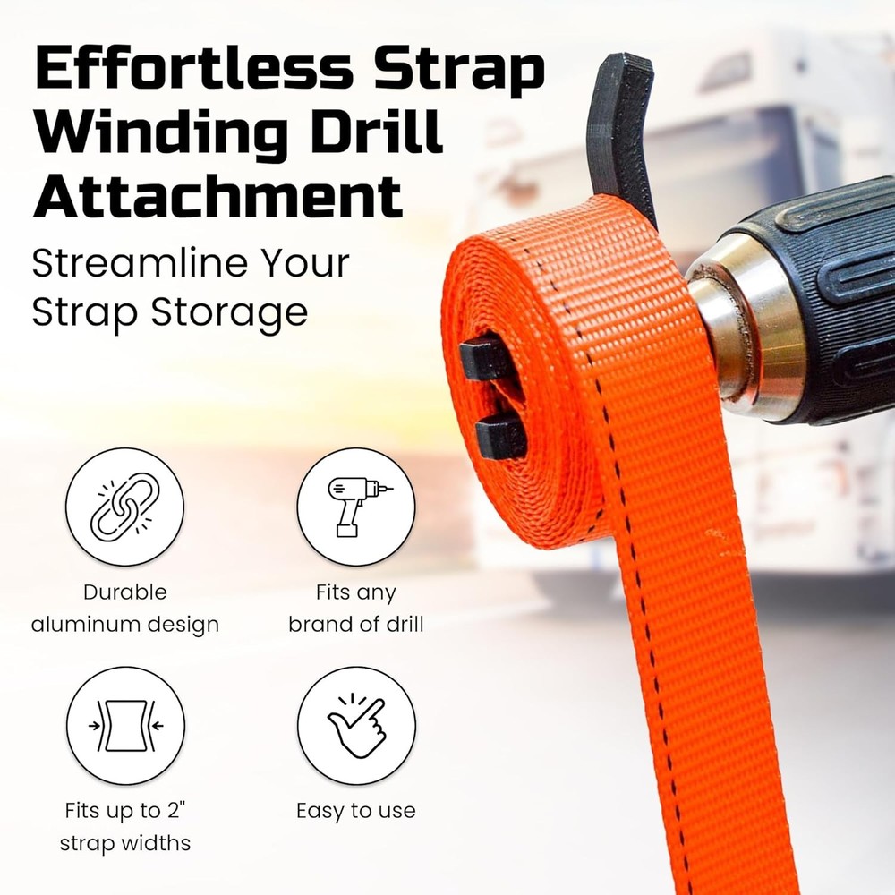 Ratchet Strap Winder Drill Bit Attachment | Heavy Duty Small, Yellow
