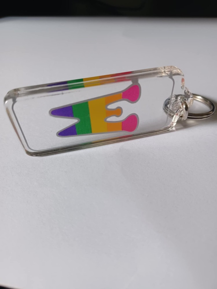 "W" Letter Acrylic Keychain - Rainbow Design