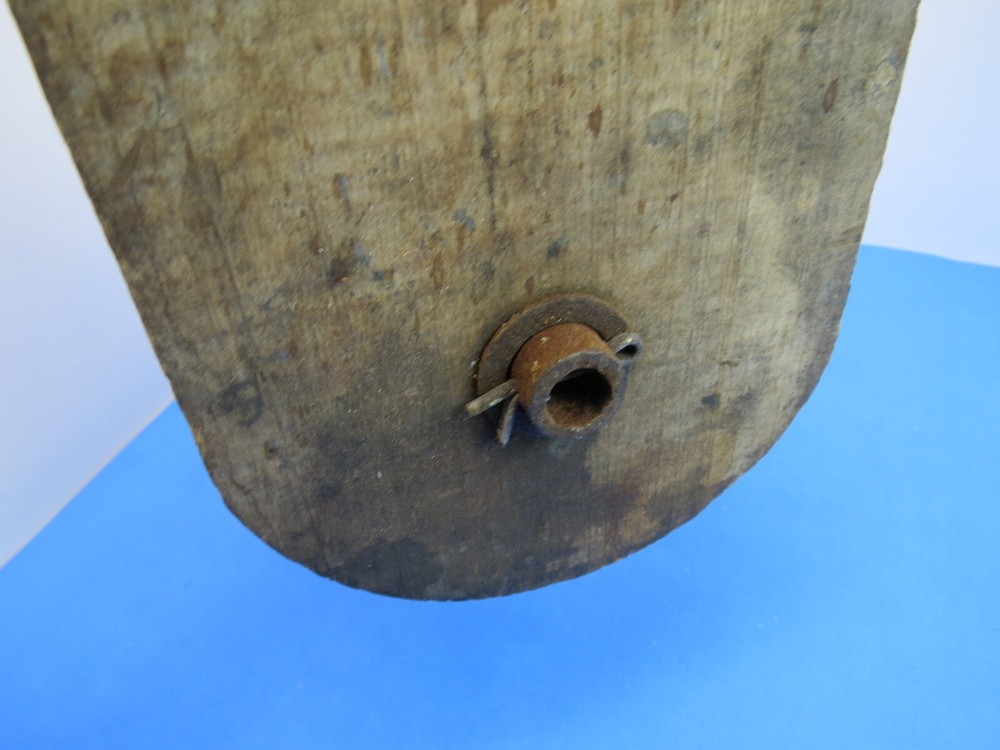 Vintage Large Wood Pulley with Iron Handle