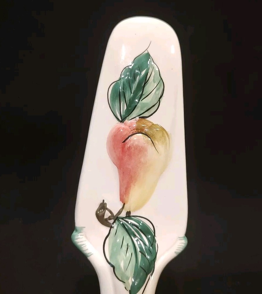 Vintage Ceramic Decorative Pie Or Cake Server, Pear With Leaves 9"