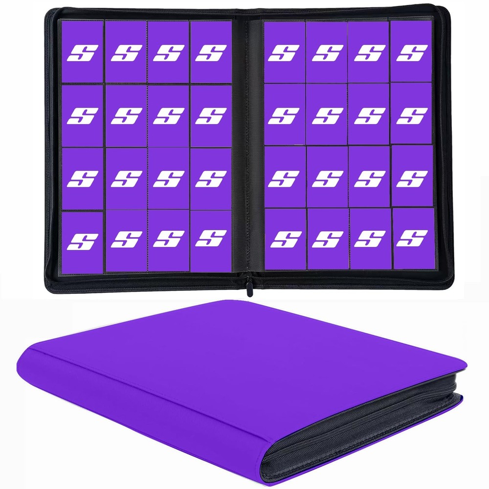 1000+ Pockets Trading Card Binder, 16 Pocket Ringless Side Loading Card Holder A