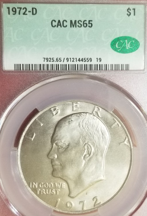 CAC MS-65!  1972-D EISENHOWER DOLLAR