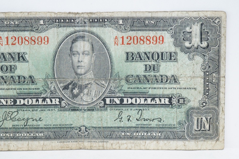 1937 Canada $1 Note Circulated (nb387)