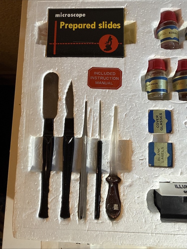 Vintage 750X Microscope Lab Kit Creative Science Precision Tested Optics Box