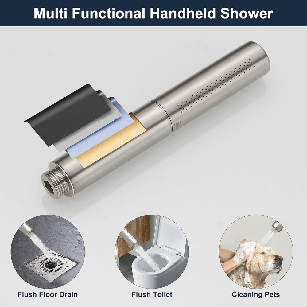 Brushed Nickel 2 In 1 Function Handheld Shower Set, Brass Handheld Spray High...