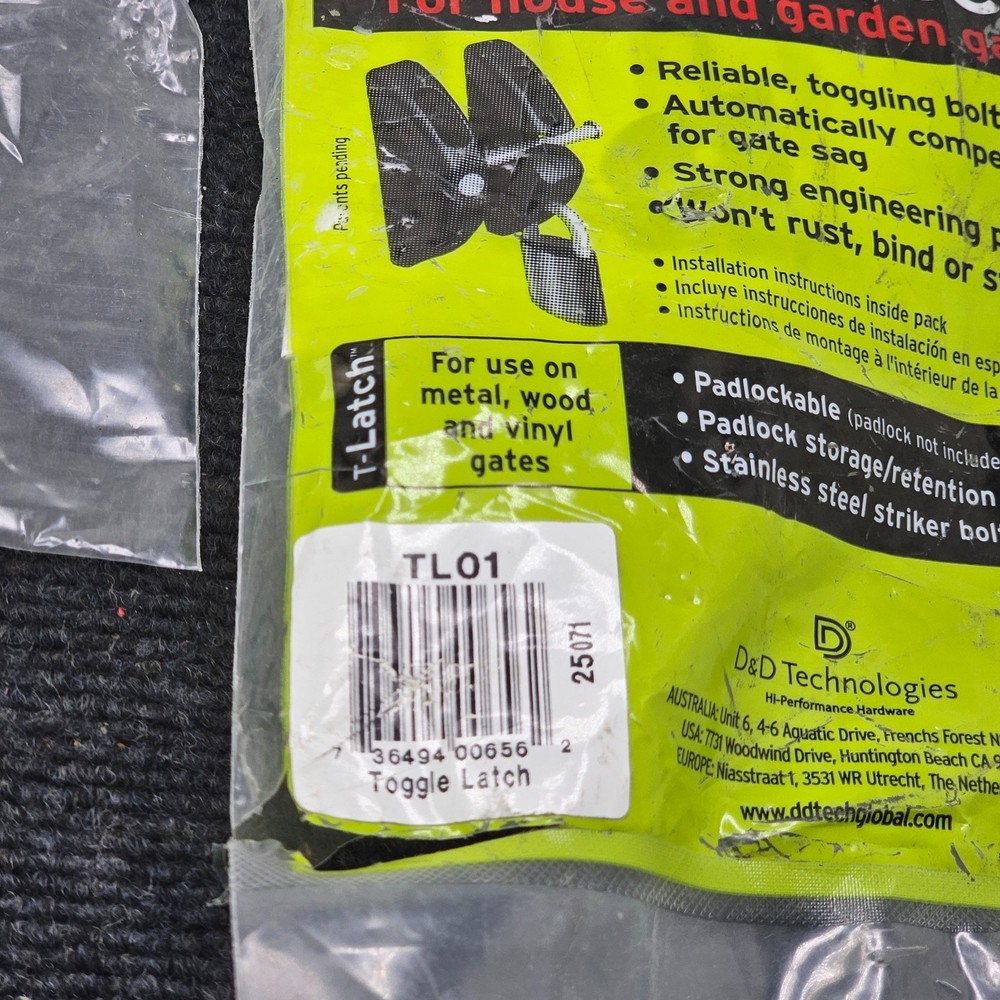 D&D Technologies TL01 T-Latch Action Gate Latch, Padlock Gravity Gate Latch