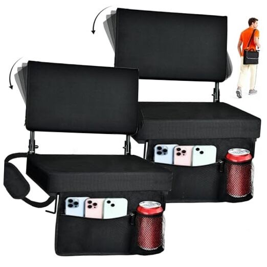 Stadium Seats with Back Support, Padded Bleacher Chairs with Back and 2 Pack
