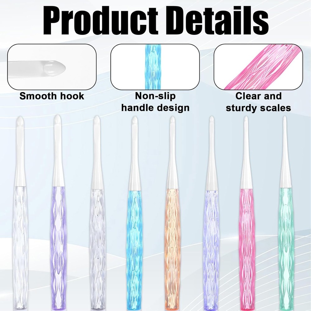 Ergonomic Crochet Hooks Set, 8Pcs Comfortable Practical Crochet Needles Color...