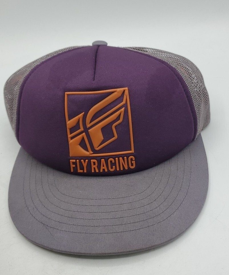 Fly Racing Snapback Mesh Trucker Inversion Hat Purple Gray Cap Adjustable