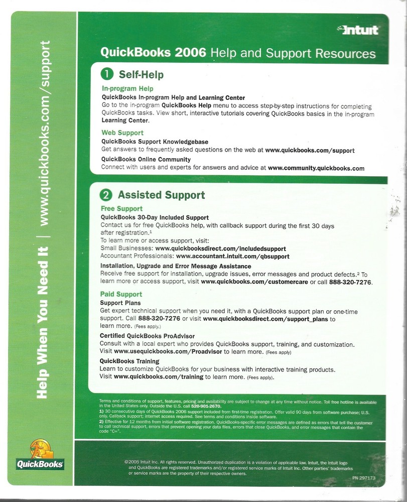 Intuit QuickBooks Startup Quick Reference Guide 2006 Manual Only No Disc