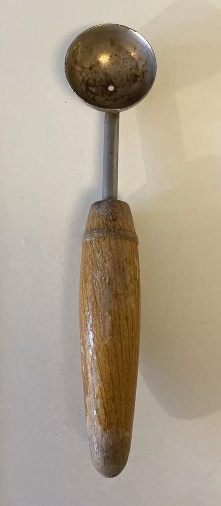 TWO - Vintage Wooden Handle Melon Ballers - Small & Medium.