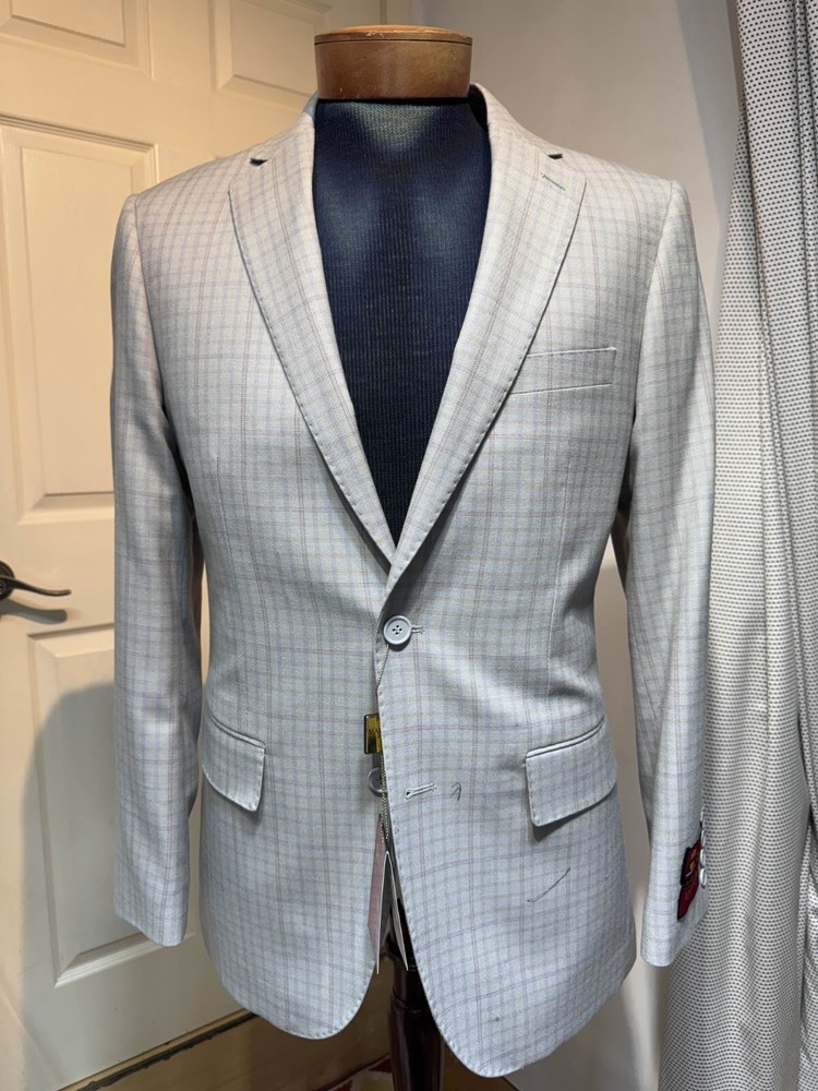 Mantoni Light Gray Checkered Jacket