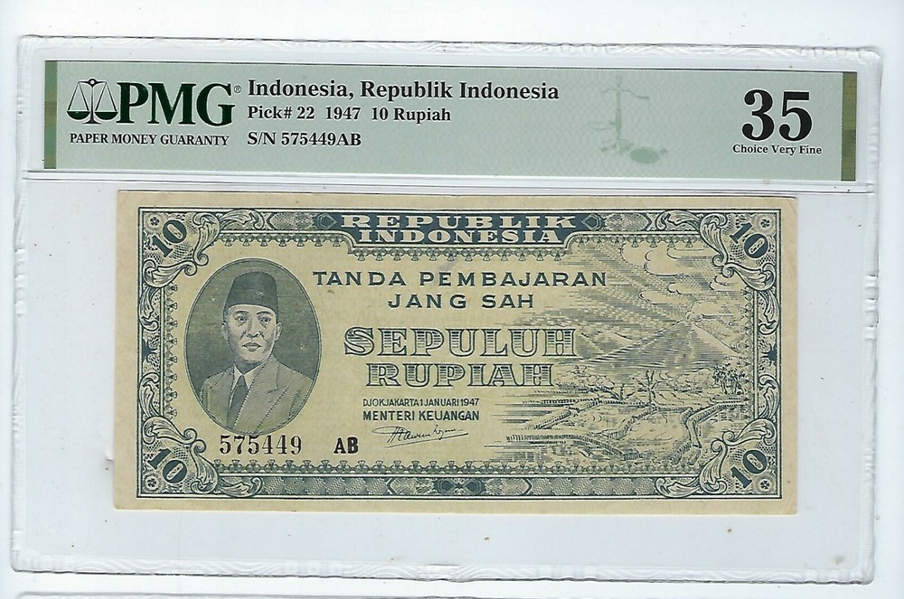 1947 Indonesia P 22 PMG Vf 35 Nice note