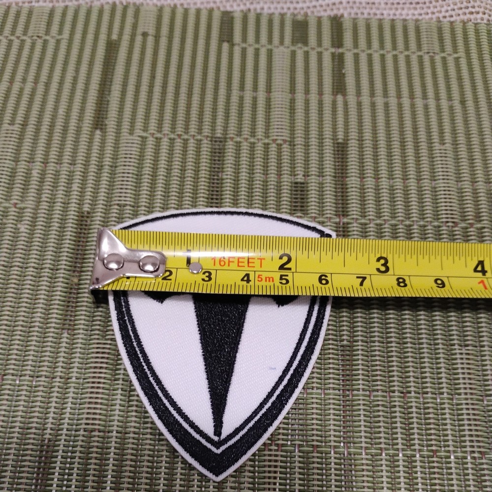 Tesla Shield Iron On Embroidered Black & White Patch