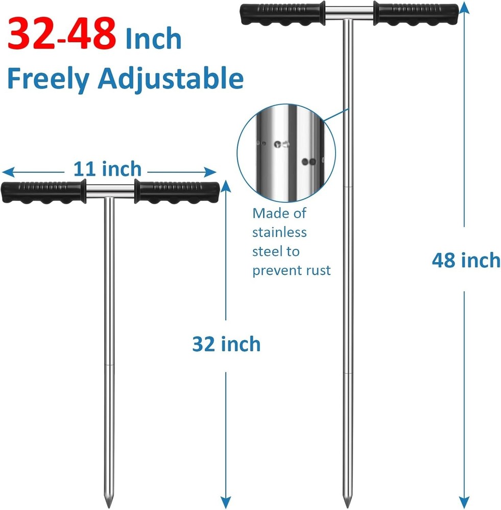 High-Quality 32-48 Inch Soil Probe Rod with Sharp Tip for Precise Depth Locating