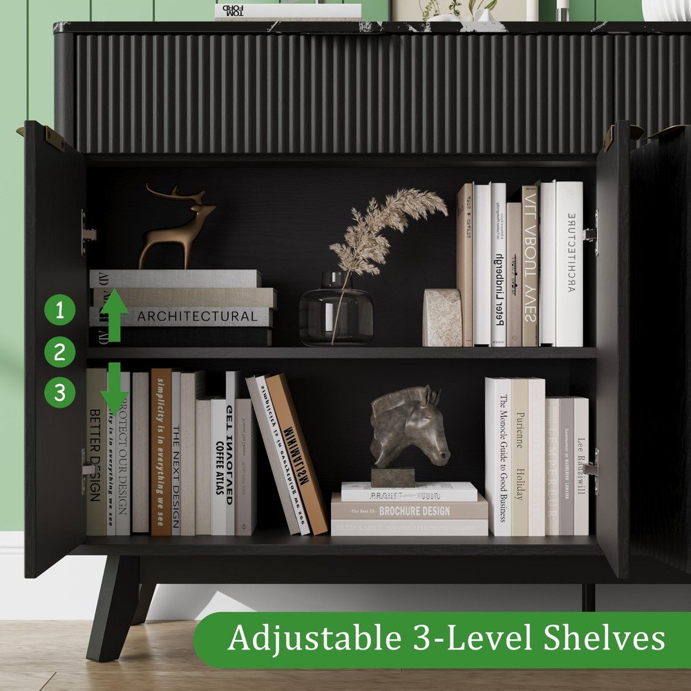 60'' Sideboard Buffet Storage Cabinet with 2 Drawers 4 Doors & Adjustable She...