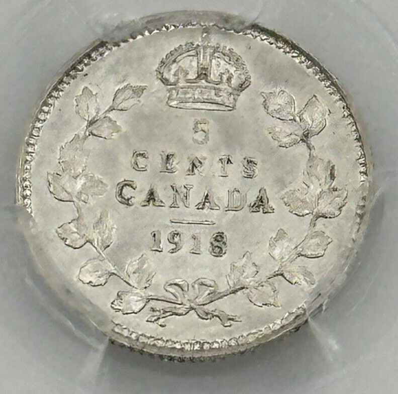 1918 Canada 5 Cents PCGS MS62 *STL