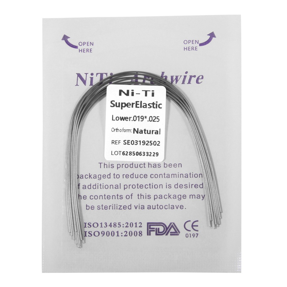 Dental Ortho Niti Natural Form Elastic Rectangular Arch Wires 19*25 Upper Lower