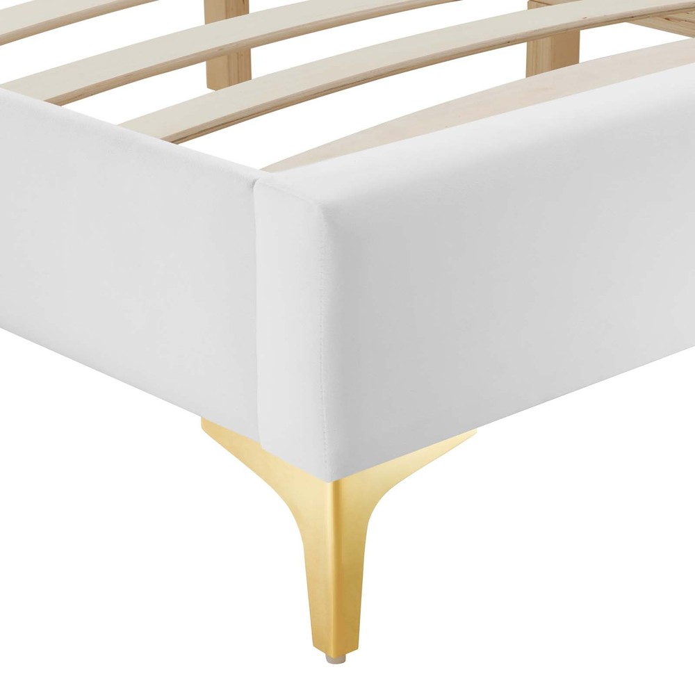 Modway Sutton Performance Velvet Queen Bed Frame in White