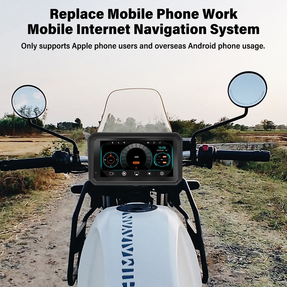 5.99" Motorcycle GPS Navigation Android Auto CarPlay Touchscreen Wifi Camera